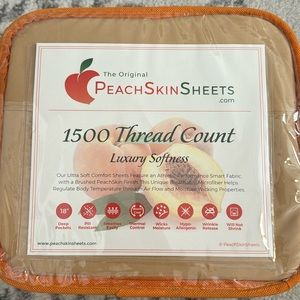 NEVER USED, STILL IN PACKAGING peachskin tan queen size bed sheet set